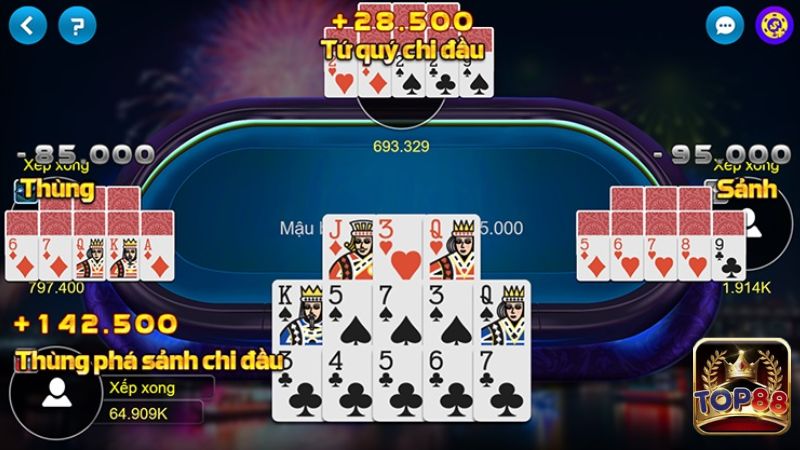 Thùng phá sảnh được biến hóa đa dạng trong game bài Mậu Binh